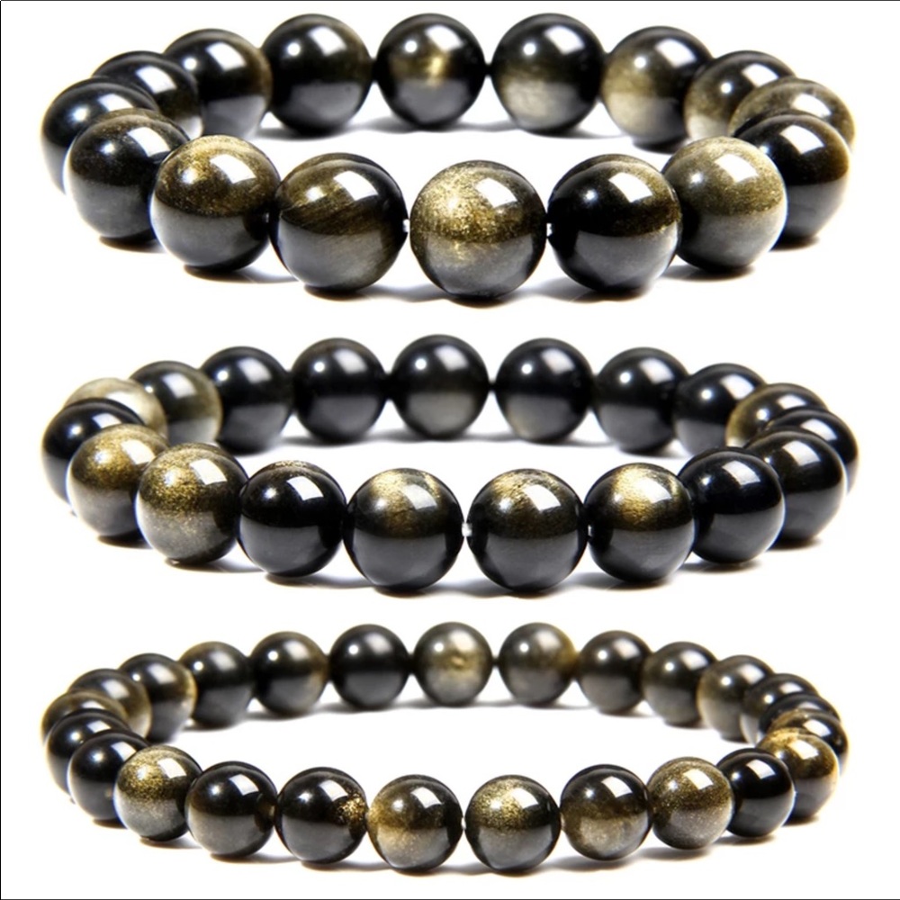 Natural reflective golden obsidian 6 - 10 mm bracelet - Picture 1 of 7
